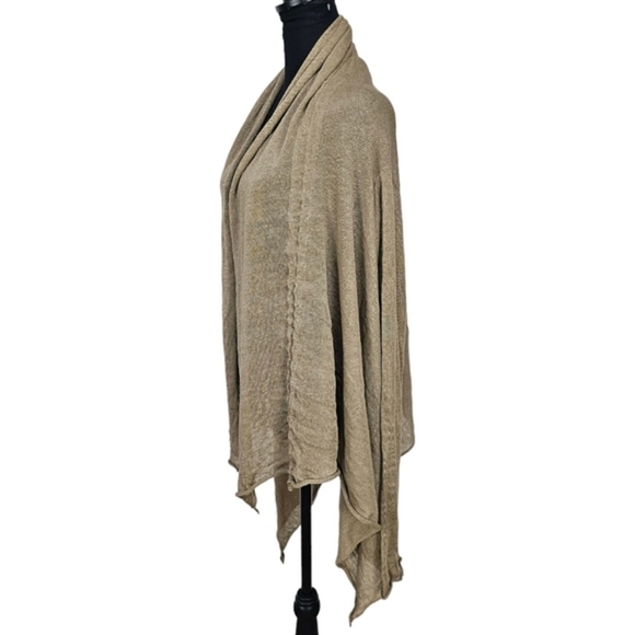 Fabiana Fillippi Italian Flax Linen Blend Beige Cinched Open Draped Cardigan L - Picture 5 of 11